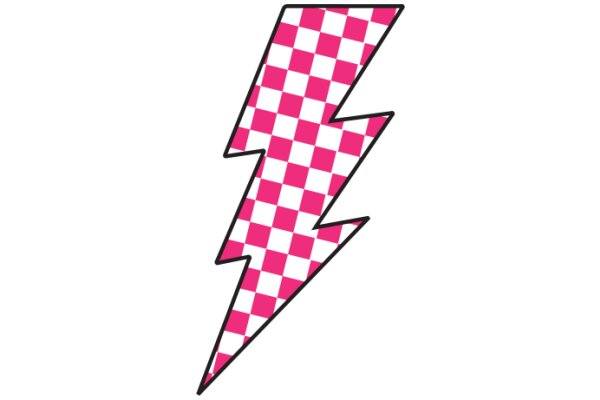 Vibrant Pink and White Checkered Lightning Bolt