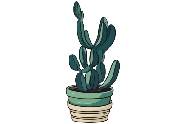 A Whimsical Illustration of a Cactus in a Pot