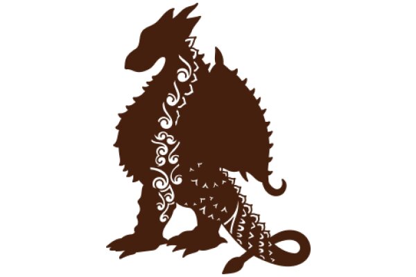 Stylized Brown Dragon Silhouette with Intricate Designs