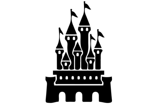 A Silhouette of a Castle with Flags Flying High