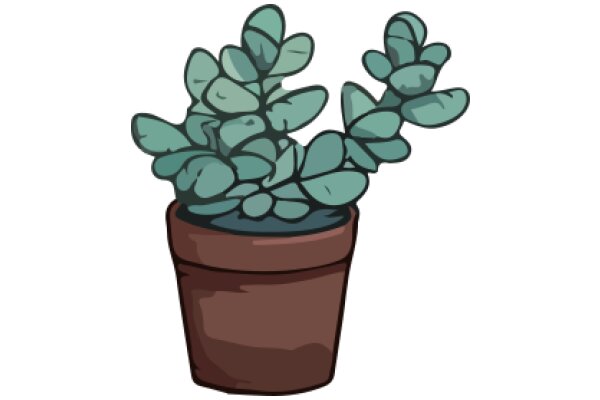 A Digital Illustration of a Potted Plant with Green Leaves