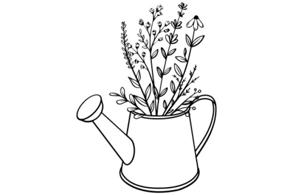 A Whimsical Watering Can with a Bouquet of Flowers