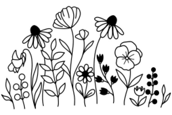 Floral Illustration: A Collection of Flowers and Plants