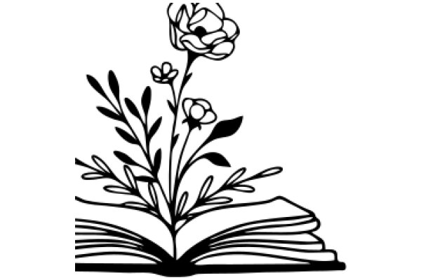 A Silhouette of a Flower and an Open Book, Symbolizing Knowledge and Beauty