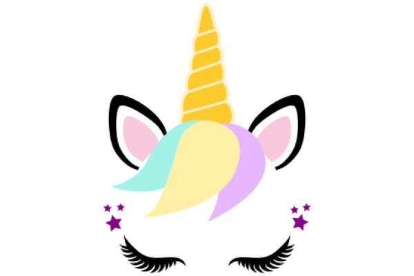 Whimsical Unicorn Illustration with Stars and Eyelashes