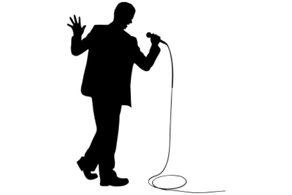 Silhouette of a Singer with a Microphone