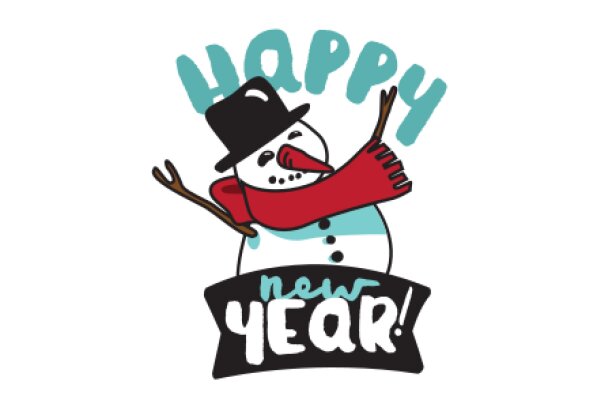 Happy New Year! A Festive Sticker with a Snowman Celebrating the Season.