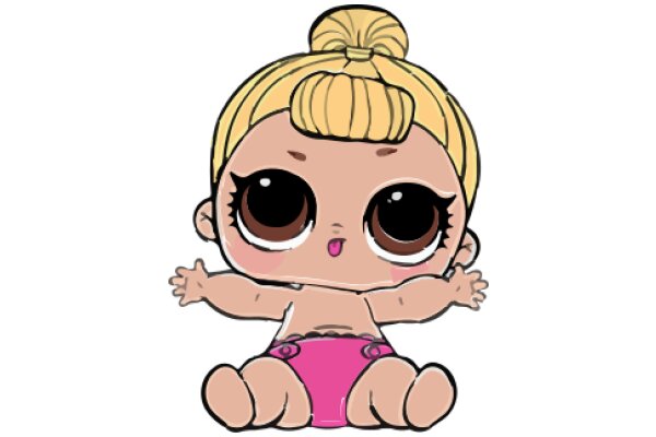 Pixilated Doll with Blonde Hair and Pink Swimsuit