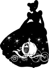 Silhouette of a Princess on a Carriage with Stars