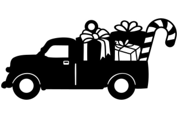 A Festive Truck: ATruck Loaded with Gifts and a Candy Cane