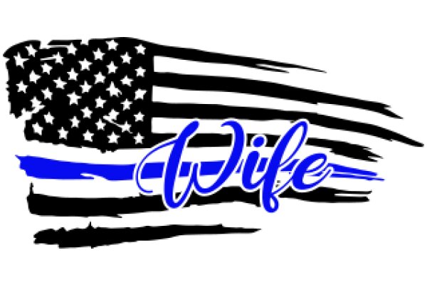 American Flag with the Word 'Wife' in Blue