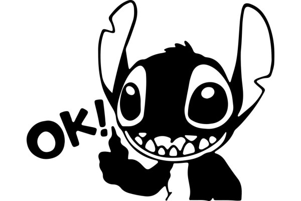 A Playful Interaction: The Cartoon Character's Expression and the Word 'OK!'