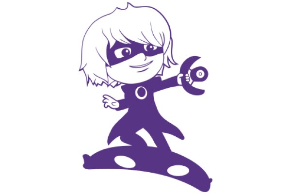 Stylish Purple Cartoon Character with a Wrench