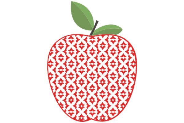 Vibrant Red Apple with a Green Leaf, Set Against a White Background