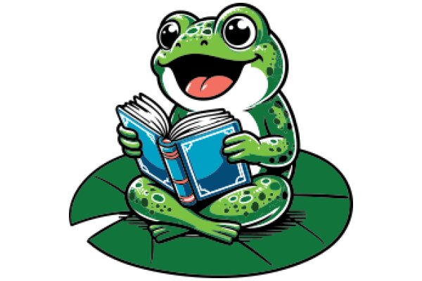 Froggy's Reading Adventure: A Whimsical Illustration of a Frog Enjoying a Book