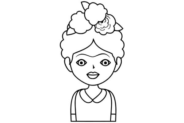 A Stylish Cartoon Character with a Flowery Hair Accessory