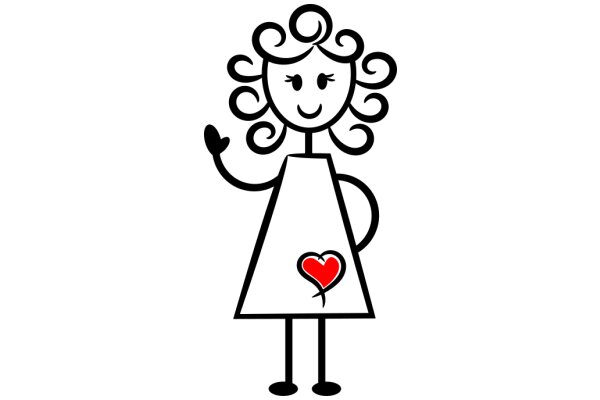 A Heartwarming Illustration: A Cartoon Character with a Heart on Her Dress