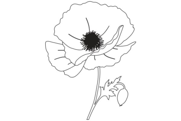 A Simple Line Drawing of a Flower and Fruit