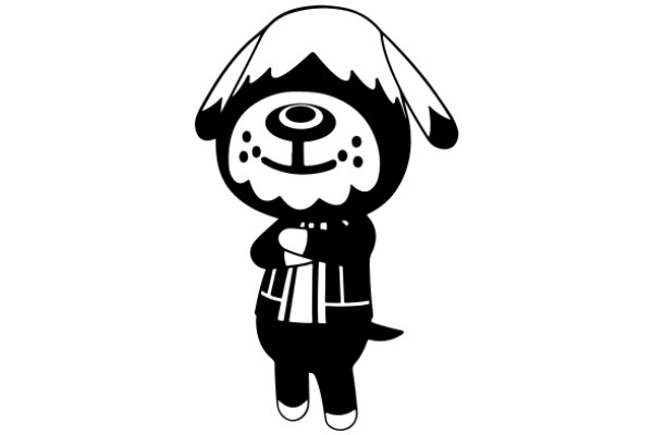 A Playful Cartoon of a Dog-like Character with a Human-like Posture