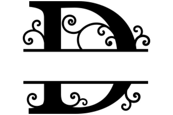 Stylized Letter D with Swirling Decorations