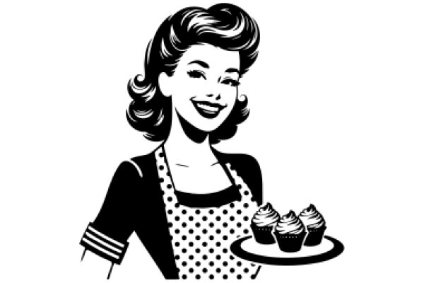 A Classic Diner Moment: The Smiling Baker with Cupcakes