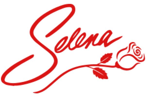 Stylized Red Logo with the Word 'Selena' and a Rose Design