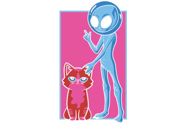 An Alien's Interaction with a Cat: A Friendly Encounter