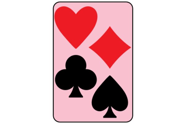 A Playful Pink Card with Black Symbols of Hearts, Diamonds, and Spades