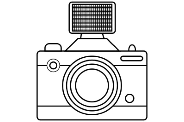 A Simple Line Drawing of a Camera with a Screen on Top