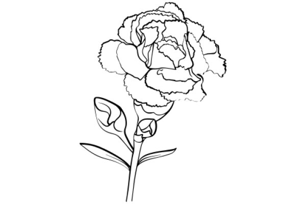 A Line Drawing of a Rose and Its Stem