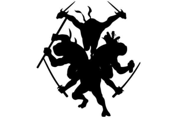 Silhouette of a Heroic Figure with a Sword and Shield