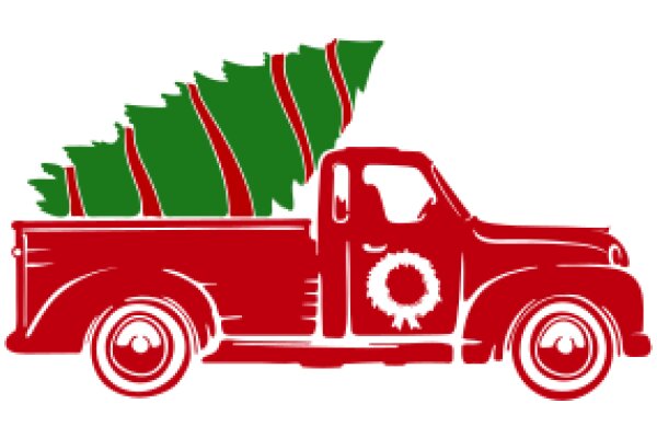 Holiday Spirit: A Red Truck with a Christmas Tree on Top