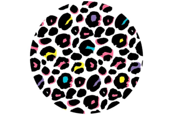 Vibrant Pattern of Black and Pink Spots with Yellow and Blue Accents