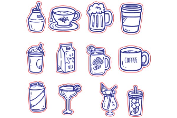 A Collection of Whimsical Drink-Related Icons