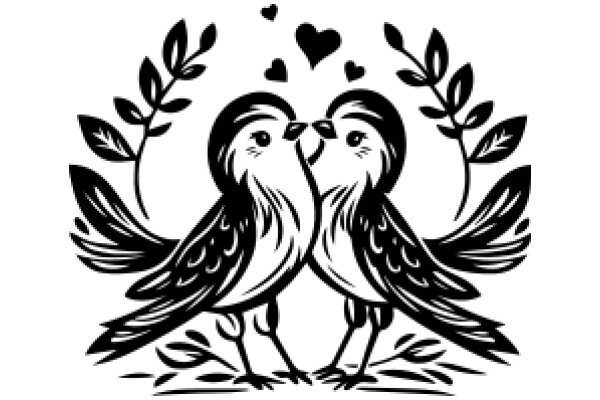 A Tender Moment: Two Birds Embrace in a Garden of Love