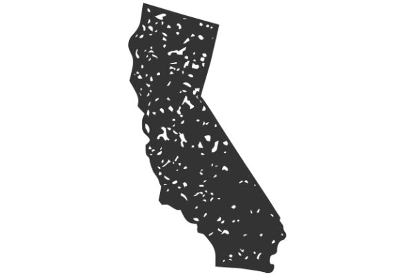 Stylized Black Silhouette of a State Map