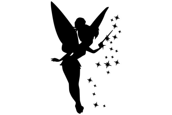 Silhouette of a Tinkerbell-like Figure with Stars