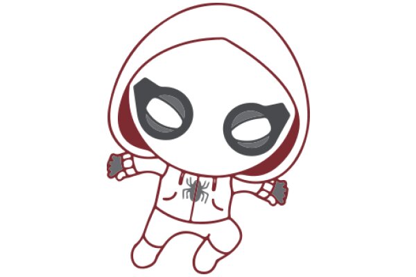 Stylized Cartoon Character with Spider-Man-Inspired Mask and Hoodie