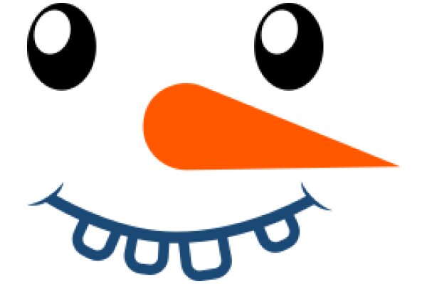 Smiling Cartoon Character with Orange Nose and Blue Teeth