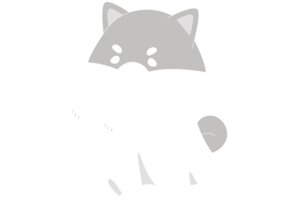 A Whimsical Gray Cat with Eyes and Ears, Set Against a White Background