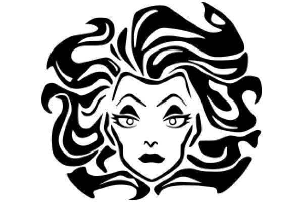 Stylized Portrait of a Woman with Curly Hair and Dramatic Makeup