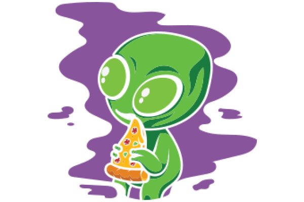 A Whimsical Alien Enjoying a Slice of Pizza