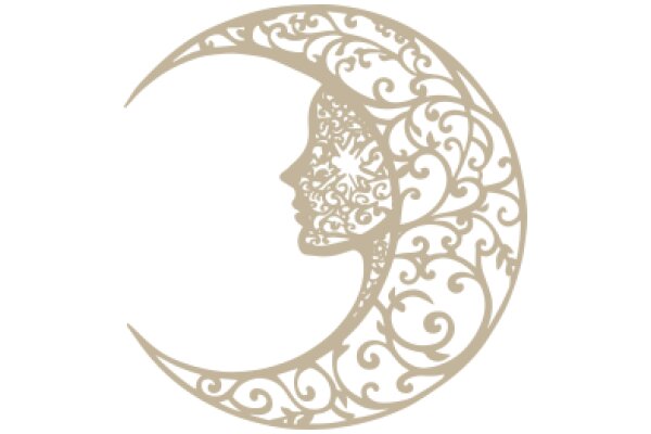 Elegant Crescent Moon Design with a Stylized Face Silhouette