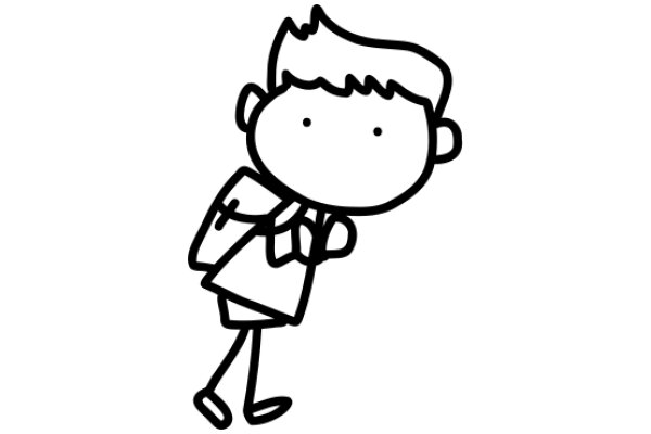 A Simple Line Drawing of a Boy with a Book