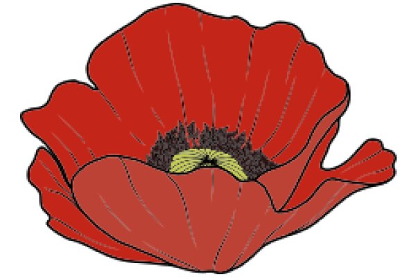 Vivid Red Poppy with a Yellow Center