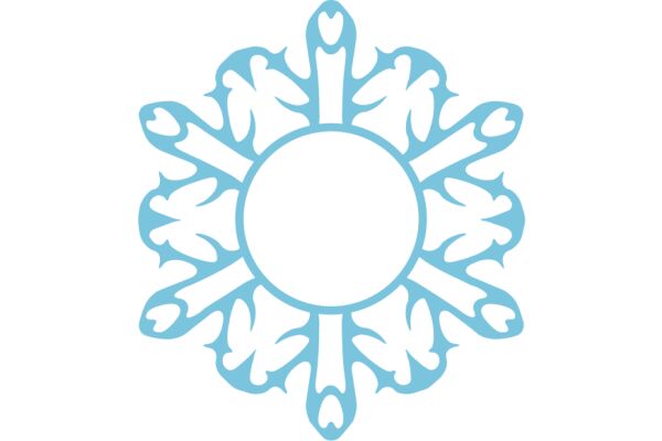 Stylized Snowflake Design with a Blue Outline