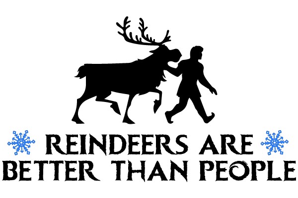 Reindeer Silhouette with Snowflake and Text