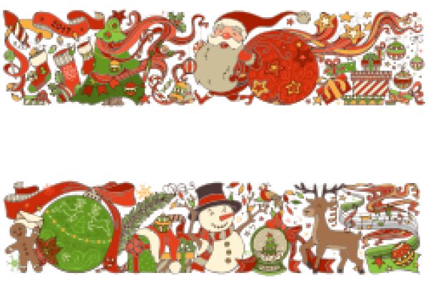 A Festive Christmas Banner with Santa, Snowman, and Reindeer