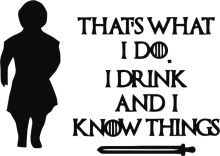 A Silhouette of a Person with a Quote about Drinking and Knowing Things