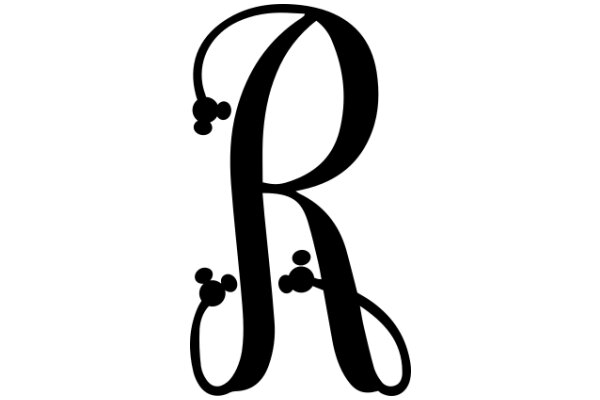 Stylized Letter R with Decorative Elements